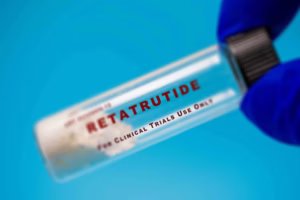 An Image showing a vial of Retatrutide Peptide Powder Used for Production of Injector Pens in UAE